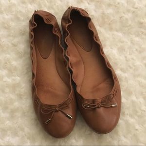 Brown Scalloped Ballet Flats